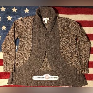 NWOT Vintage Womens DRESS BARN SHAWL Knit Sweater Petite M Brown lauren kors rl
